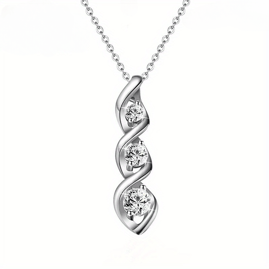 قلادة أنيقة وعصرية بشكل حلزوني هندسي، مصنوعة من فضة نقية 925 - Ebuy.sa