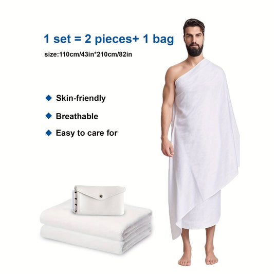 طقم إحرام رجالي ٢ قطعة + شنطة تخزين أنيقة - Ebuy.sa