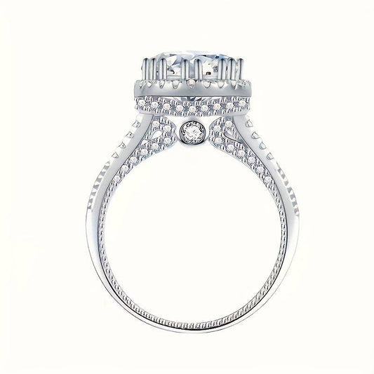 خاتم بسيط من الفضة 925 بحجر مويسانيت وزن 2 قيراط - Ebuy.sa