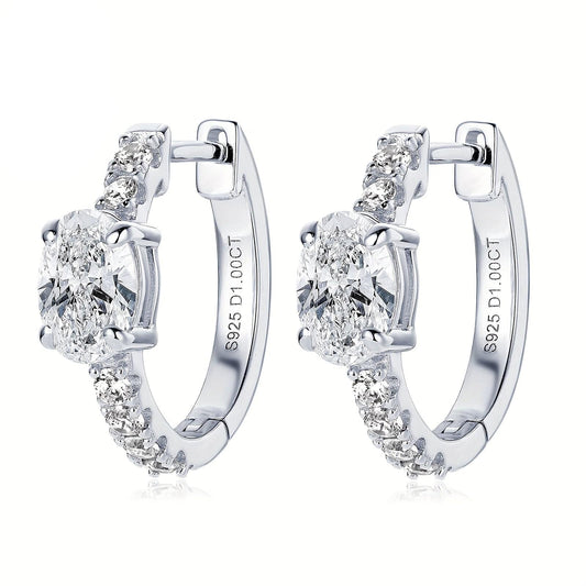 زوج حلق مويسانيت للنساء، مصنوع من فضة نقية 925 - Ebuy.sa