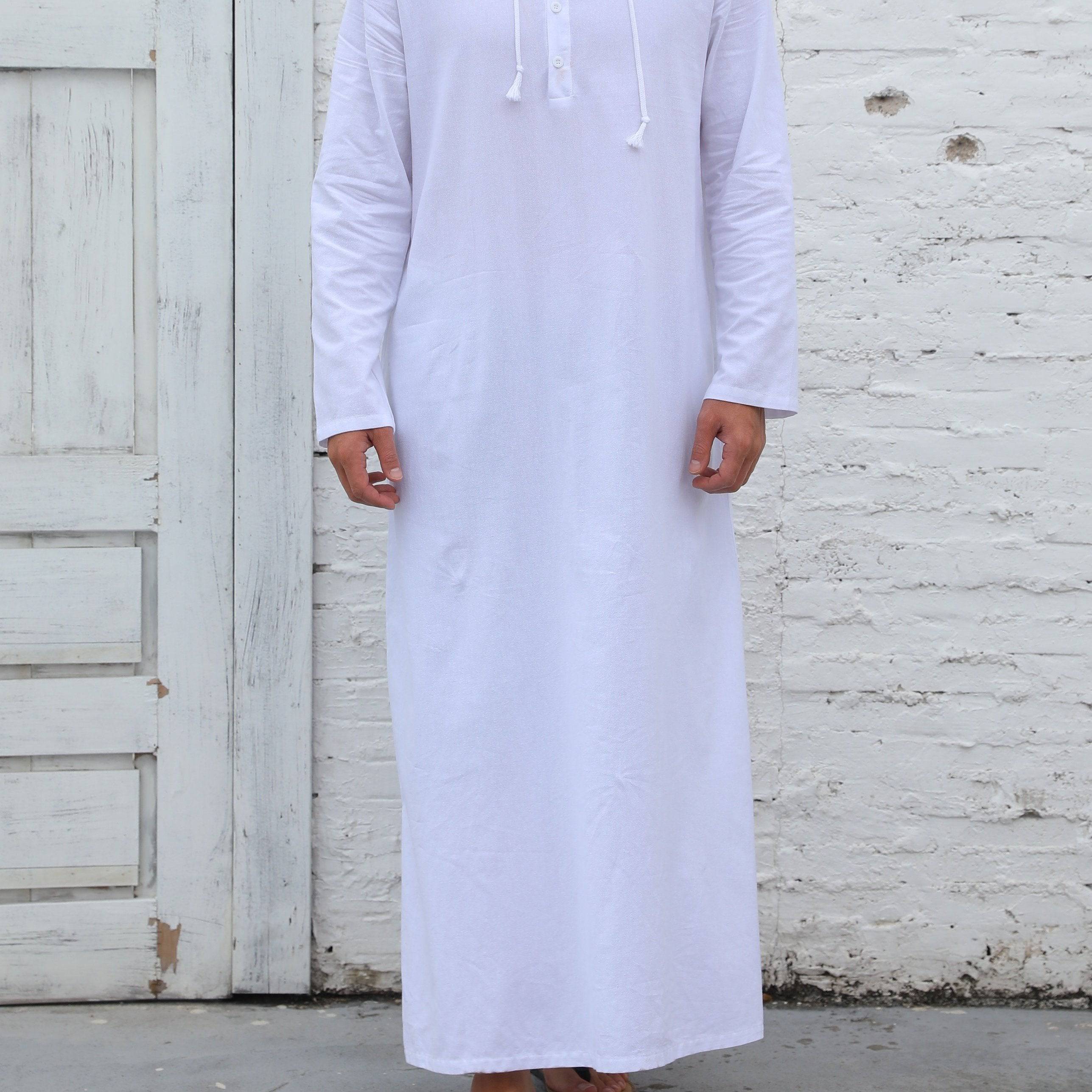 عباية رجالية كاجوال بغطاء رأس وحبل شد – بأكمام طويلة، بلون سادة، تصميم واسع على شكل حرف A، مثالية لجميع المواسم - Ebuy.sa