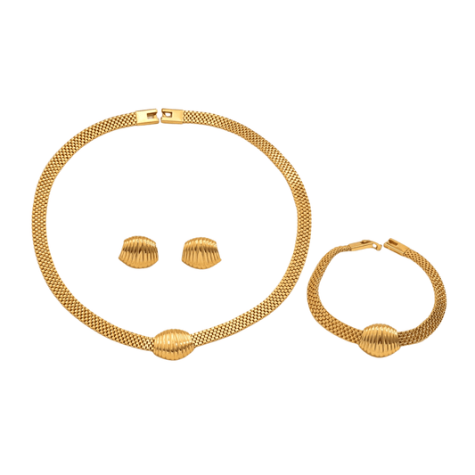 طقم نسائي مكون من 3 قطع بتصميم هندسي مبالغ فيه - Ebuy.sa