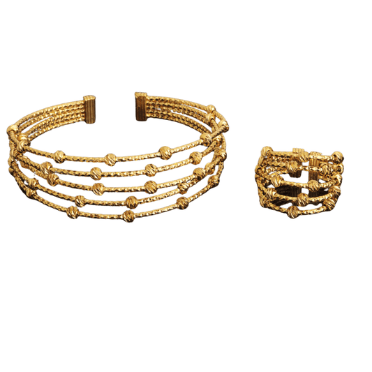 مجموعة سوار وخاتم نسائي، مطلية بالذهب عيار 24 قيراطًا - Ebuy.sa