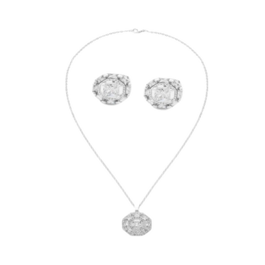  طقم نسائي جذاب باللون الفضي - Ebuy.sa