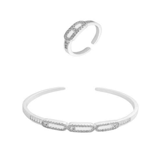  طقم نسائي كلاسيك بلون فضي - Ebuy.sa