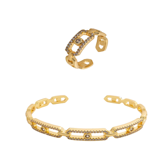  طقم نسائي كلاسيك بلون ذهبي - Ebuy.sa