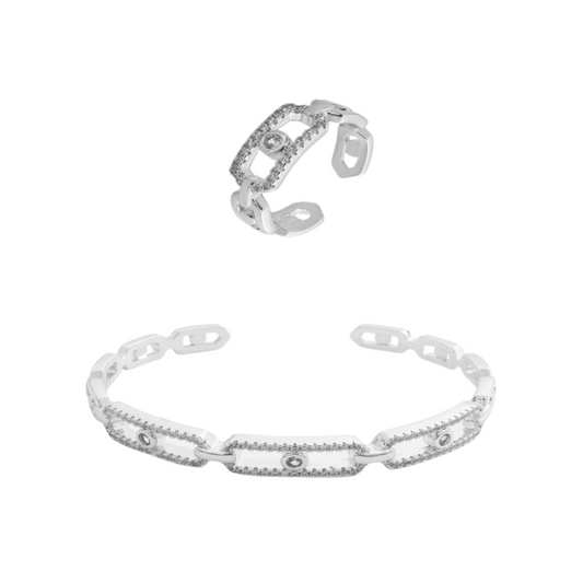  طقم نسائي كلاسيك بلون فضي - Ebuy.sa