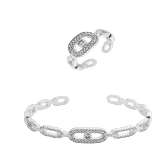  طقم نسائي كلاسيك بلون فضي - Ebuy.sa