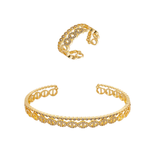  طقم نسائي مميز بلون ذهبي - Ebuy.sa