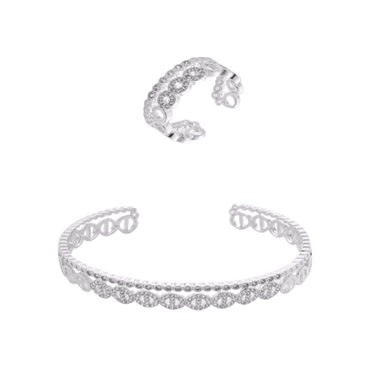  طقم نسائي مميز بلون فضي - Ebuy.sa