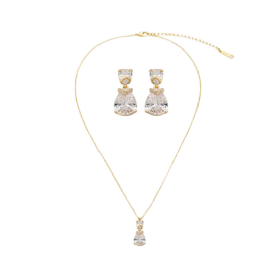  طقم نسائي من حلق وسلسال بلون ذهبي - Ebuy.sa