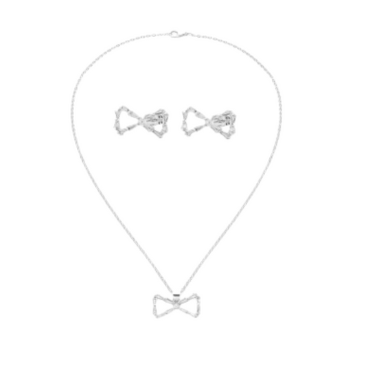  طقم نسائي راقي باللون الفضي - Ebuy.sa