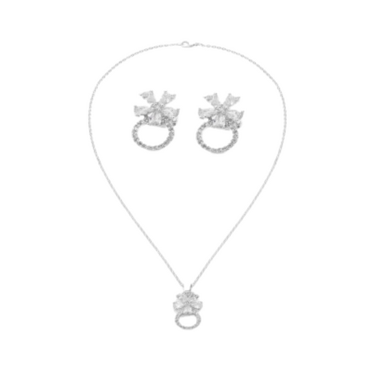  طقم نسائي كلاسيك باللون الفضي - Ebuy.sa