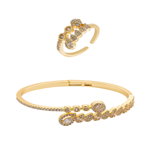  طقم نسائي أنيق بلون ذهبي - Ebuy.sa