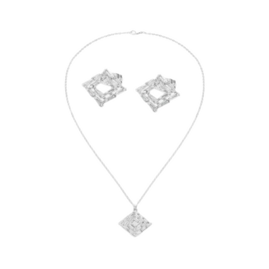  طقم نسائي ناعم باللون الفضي - Ebuy.sa