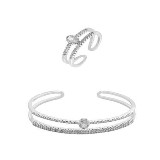  طقم نسائي فاخر بلون فضي - Ebuy.sa