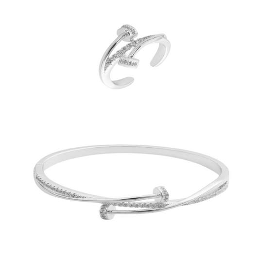  طقم نسائي مميز بلون فضي - Ebuy.sa