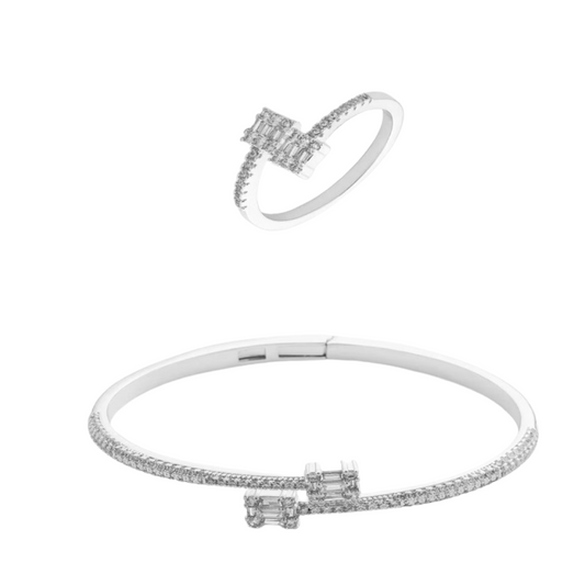  طقم نسائي أنيق بلون فضي - Ebuy.sa