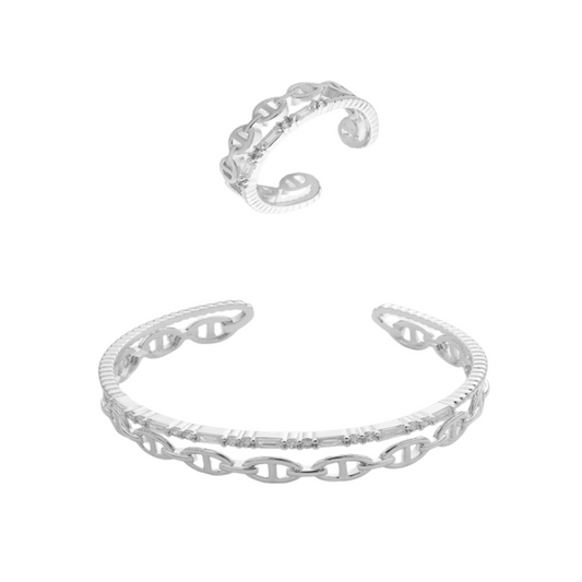  طقم نسائي أنيق بلون فضي - Ebuy.sa