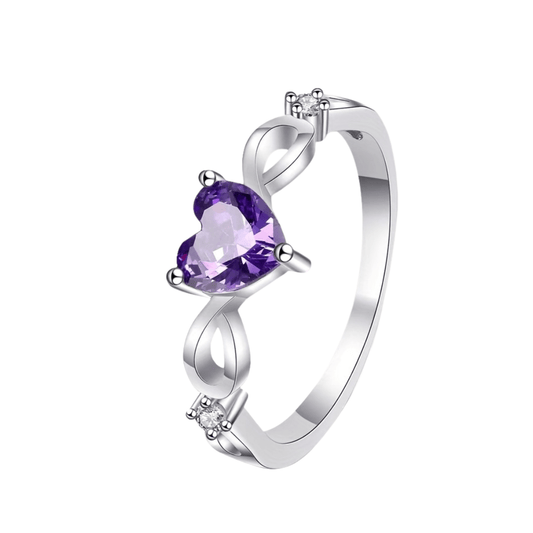 خاتم أنيق للنساء – من الفضة الاسترلينية 925 بحجر زركون بنفسجي - Ebuy.sa