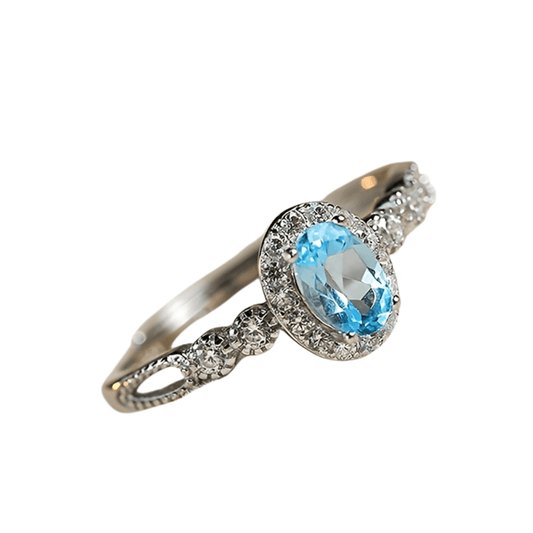 خاتم توباز نسائي مفتوح فضة استرلينية 925 - Ebuy.sa