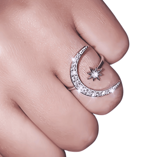 خاتم بتصميم السماء والقمر فضة استرلينية 925 - Ebuy.sa