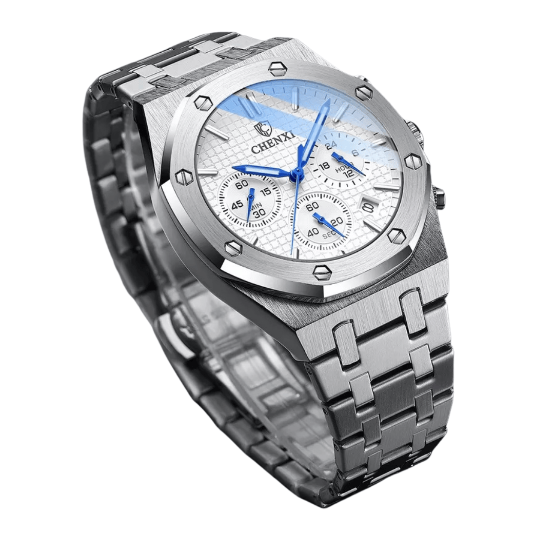 ساعة يد فاخرة للرجال ساعة من الفولاذ المقاوم للصدأ مع أجراس ملونة - Ebuy.sa