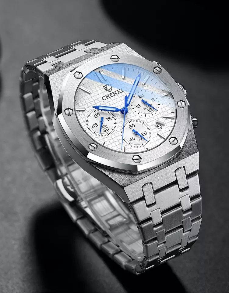 ساعة يد فاخرة للرجال ساعة من الفولاذ المقاوم للصدأ مع أجراس ملونة - Ebuy.sa