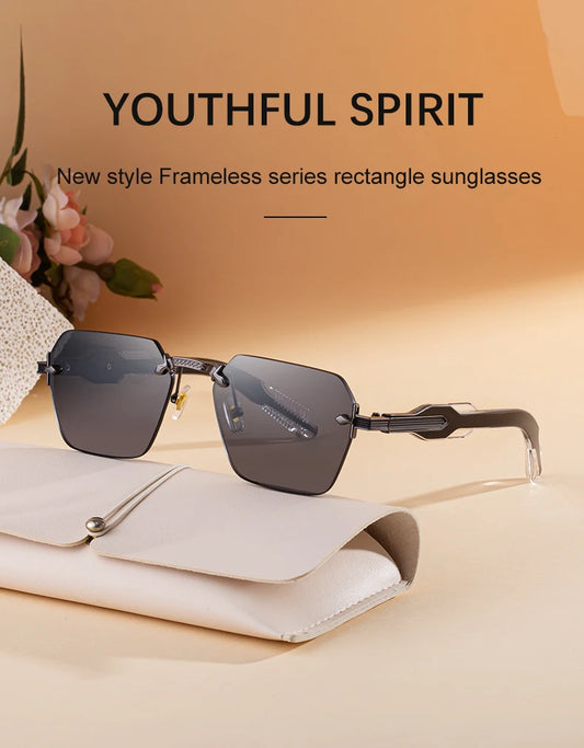 نظارة شمسية بدون إطار بتصميم بوليجون عصري حماية UV400