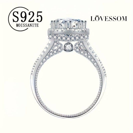 خاتم خطوبة من بحجر مويسانتي 2 قيراطفضة استرلينية 925 - Ebuy.sa