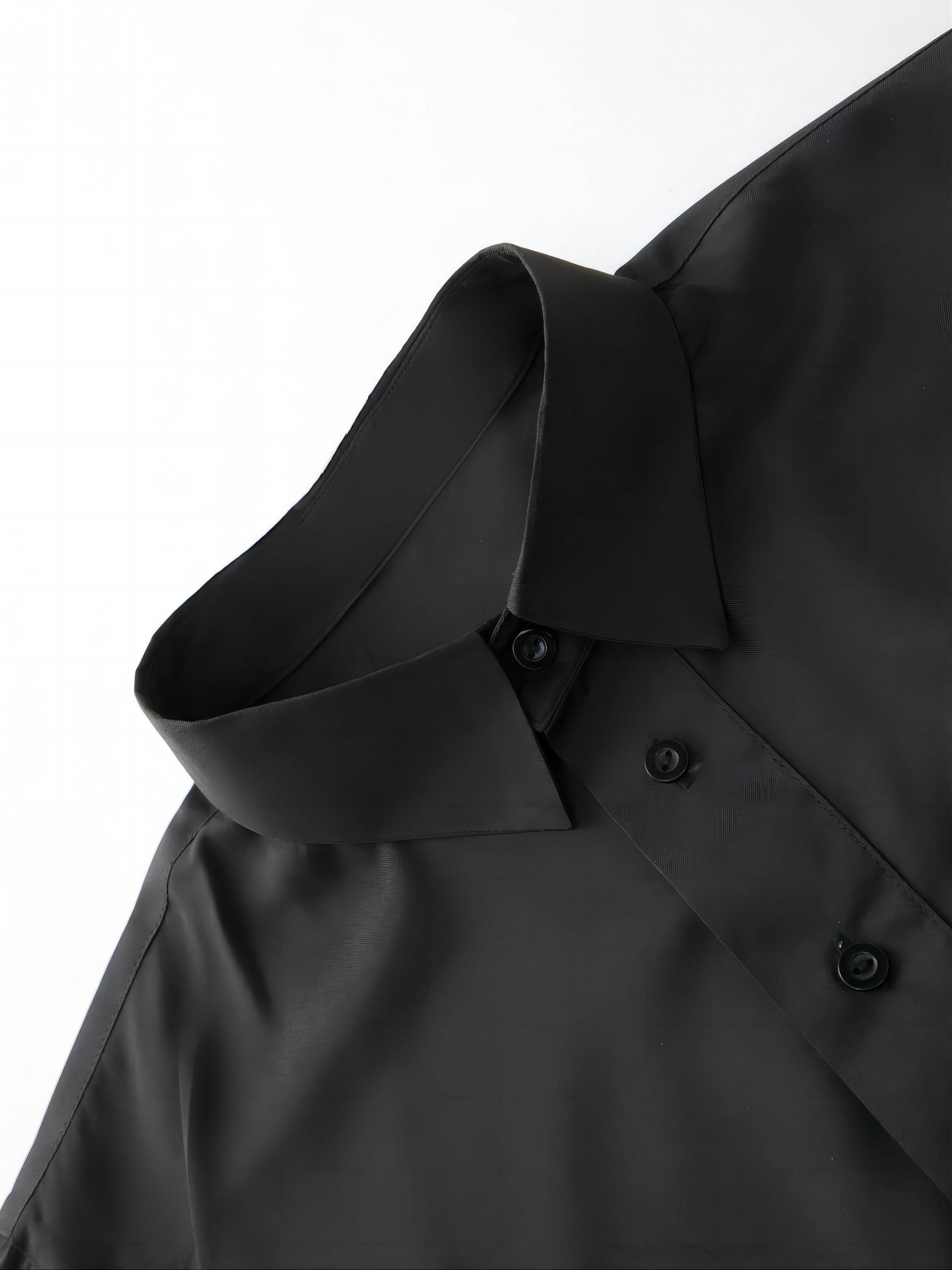 جلباب رجالي تقليدي شرق أوسطي – بقصة واسعة وأكمام طويلة، ياقة كلاسيكية وجيوب على الصدر، مصنوع من بوليستر 100%، باللون الأسود السادة، مثالي للمناسبات الثقافية وشهر رمضان والمناسبات الرسمية، هدية مثالية للكبار ولشهر رمضان. - Ebuy.sa