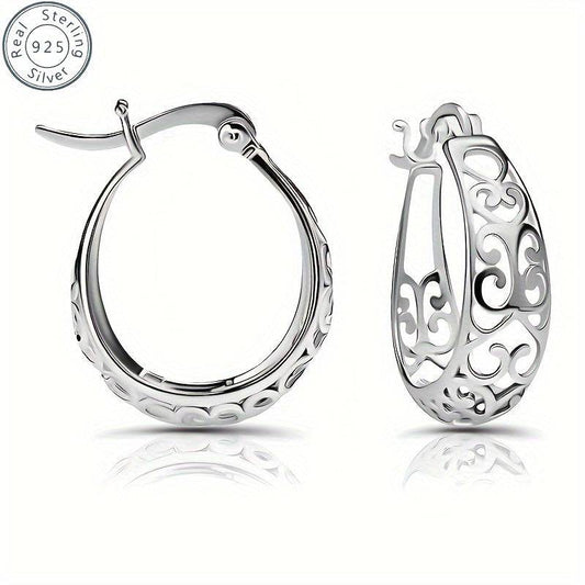 قرط حلق مجوف من الفضة الاسترلينية 925 - Ebuy.sa