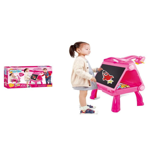 طاولة تلوين وبروجيكتور وسبورة  4 في 1 وردي - Ebuy.sa