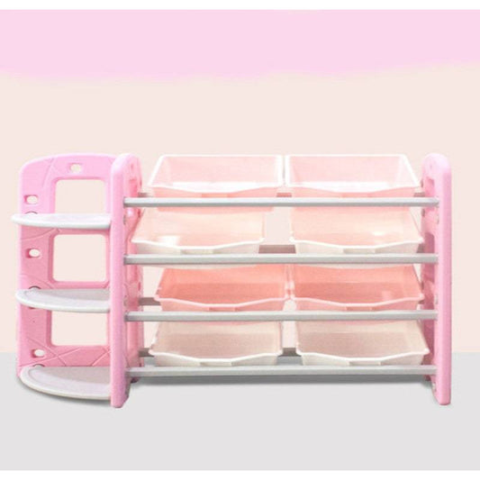 منظم ألعاب 8 صناديق تخزين مع رف زاوية من 3 طبقات ,وردي - Ebuy.sa