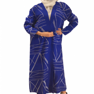 عباية - زرقاء بخطوط بيضاء