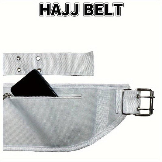 حزام أبيض قابل للتعديل للحج والعمرة مع شنطة خصر - Ebuy.sa