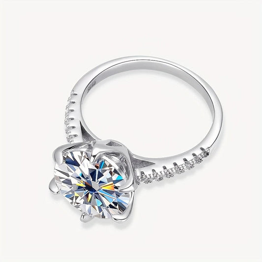 خاتم مويسانيتي 5 قيراط من الفضة 925 - Ebuy.sa