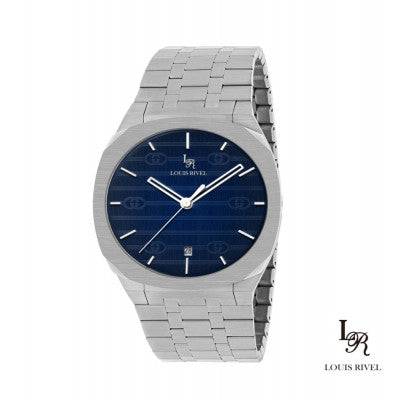 ساعة رجالي لويس ريفال 1040 فضي ميناء ازرق - Ebuy.sa