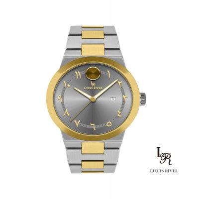 ساعة رجالي لويس ريفال 2437 لونين ذهبي ميناء رصاصي - Ebuy.sa