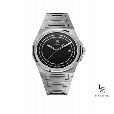 ساعة رجالي لويس ريفال 1215 فضي ميناء اسود - Ebuy.sa