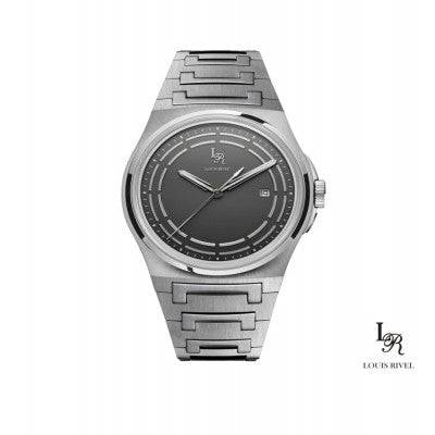 ساعة رجالي لويس ريفال 1215 فضي ميناء رصاصي - Ebuy.sa