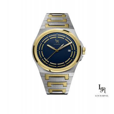 ساعة رجالي لويس ريفال 1215 لونين ذهبي ميناء ازرق - Ebuy.sa