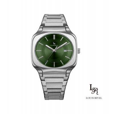 ساعة رجالي لويس ريفال 1206 فضي ميناء اخضر - Ebuy.sa