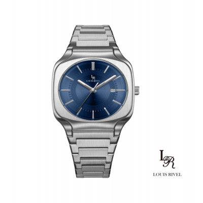 ساعة رجالي لويس ريفال 1206 فضي ميناء ازرق - Ebuy.sa