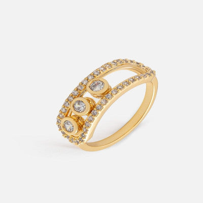 ‎ خاتم نسائي بتصميم كلاسيك بلون ذهبي - Ebuy.sa