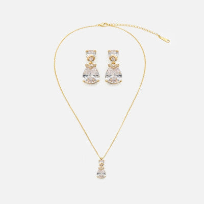 ‎ طقم نسائي من حلق وسلسال بلون ذهبي - Ebuy.sa