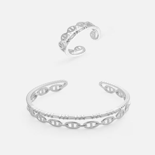 ‎ طقم نسائي أنيق بلون فضي - Ebuy.sa