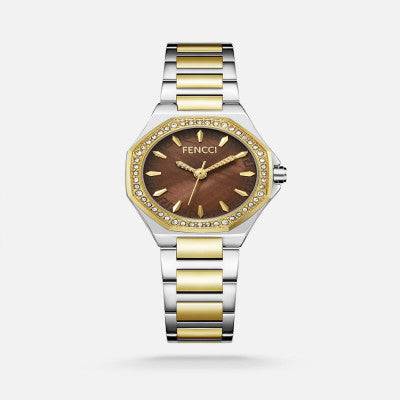 ساعة نسائيه فنشي ستيل بلون ذهبي وفضي - Ebuy.sa