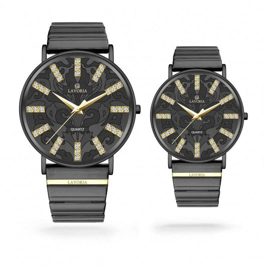 طقم ساعة نسائي ورجالي  بتصميم كلاسيكي جذاب من لافوريا - Ebuy.sa