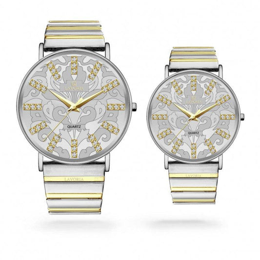 طقم ساعة نسائي ورجالي  بتصميم كلاسيكي جذاب من لافوريا - Ebuy.sa
